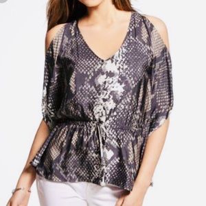 Drape dolman snakeskin cold shoulder top